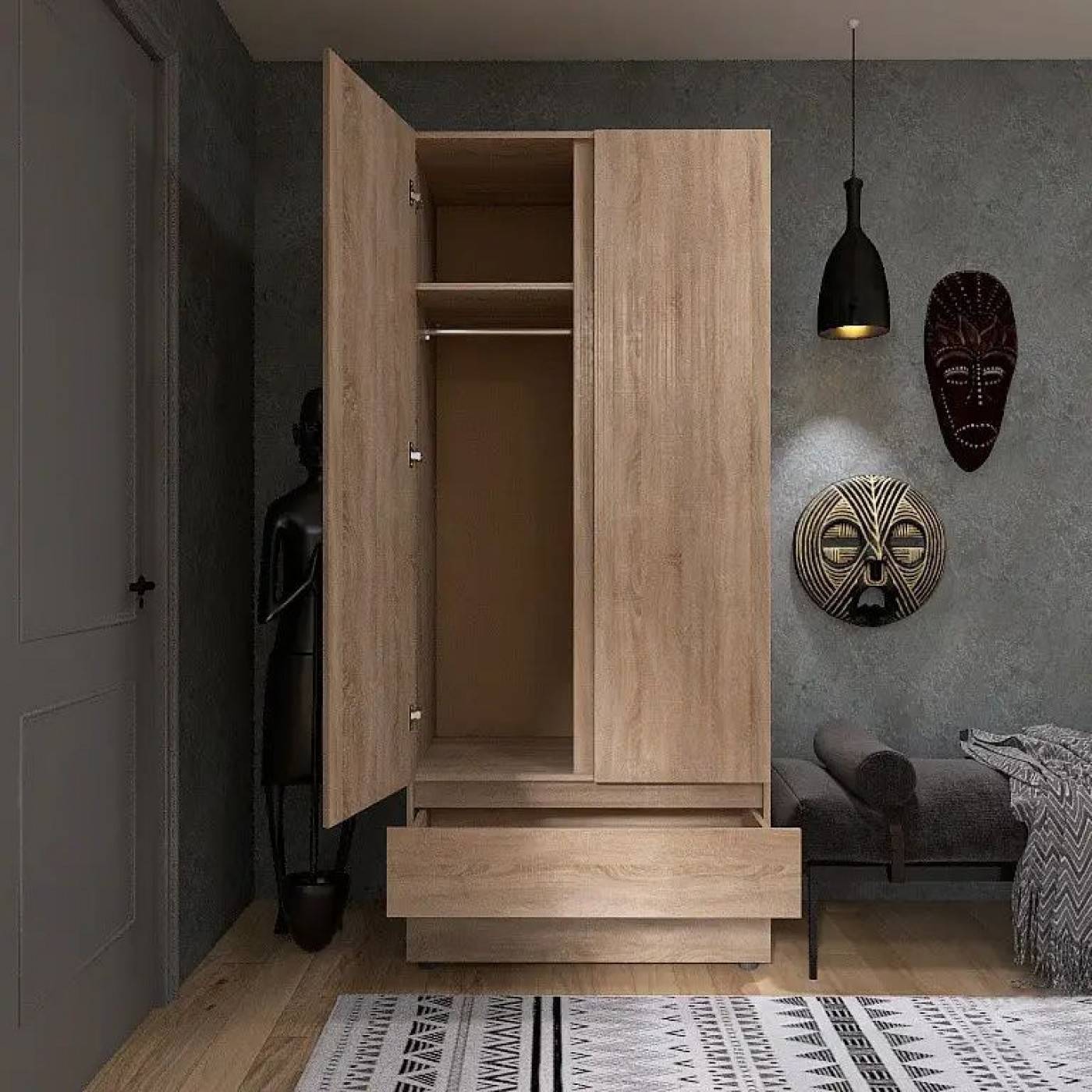 Шкаф распашной с ящиками Лайт ШЛ-2