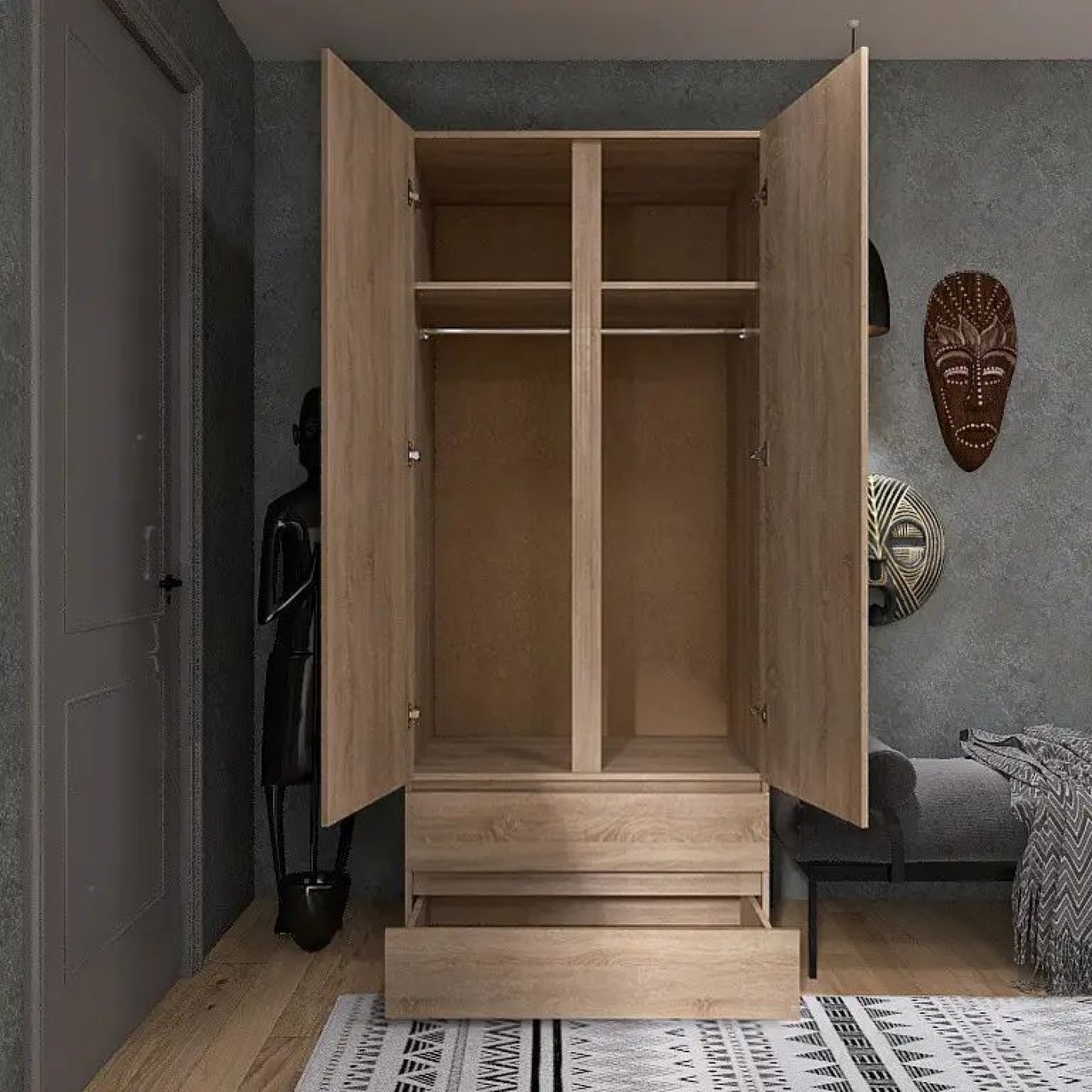 Шкаф распашной с ящиками Лайт ШЛ-2