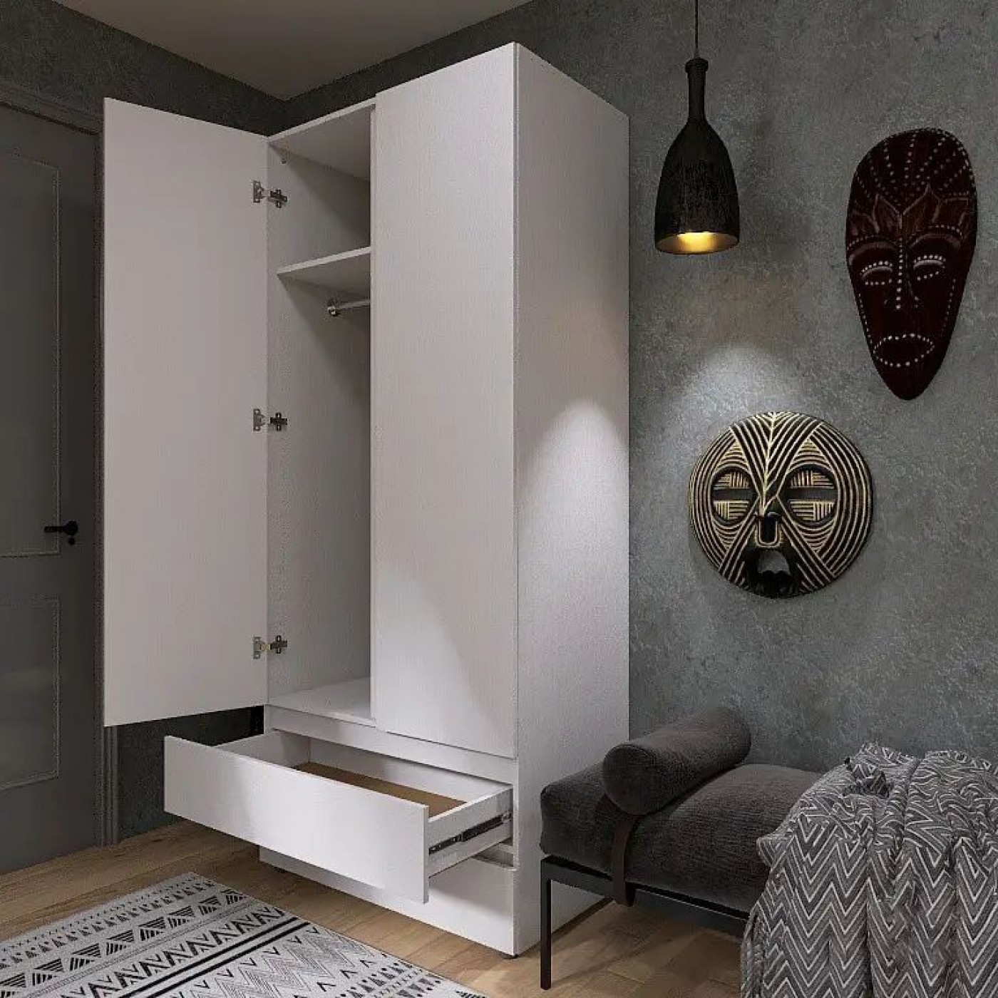 Шкаф распашной с ящиками Лайт ШЛ-2