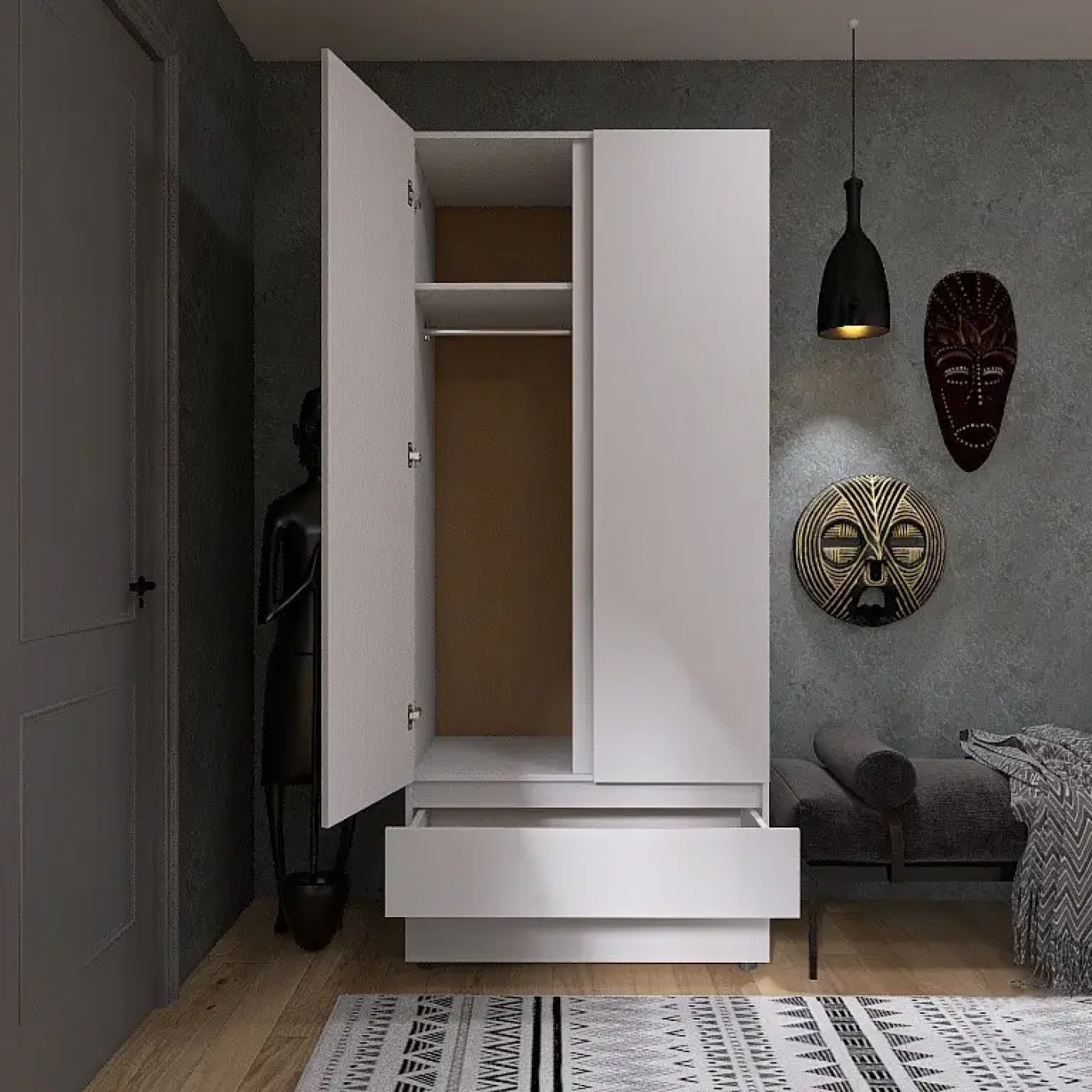 Шкаф распашной с ящиками Лайт ШЛ-2