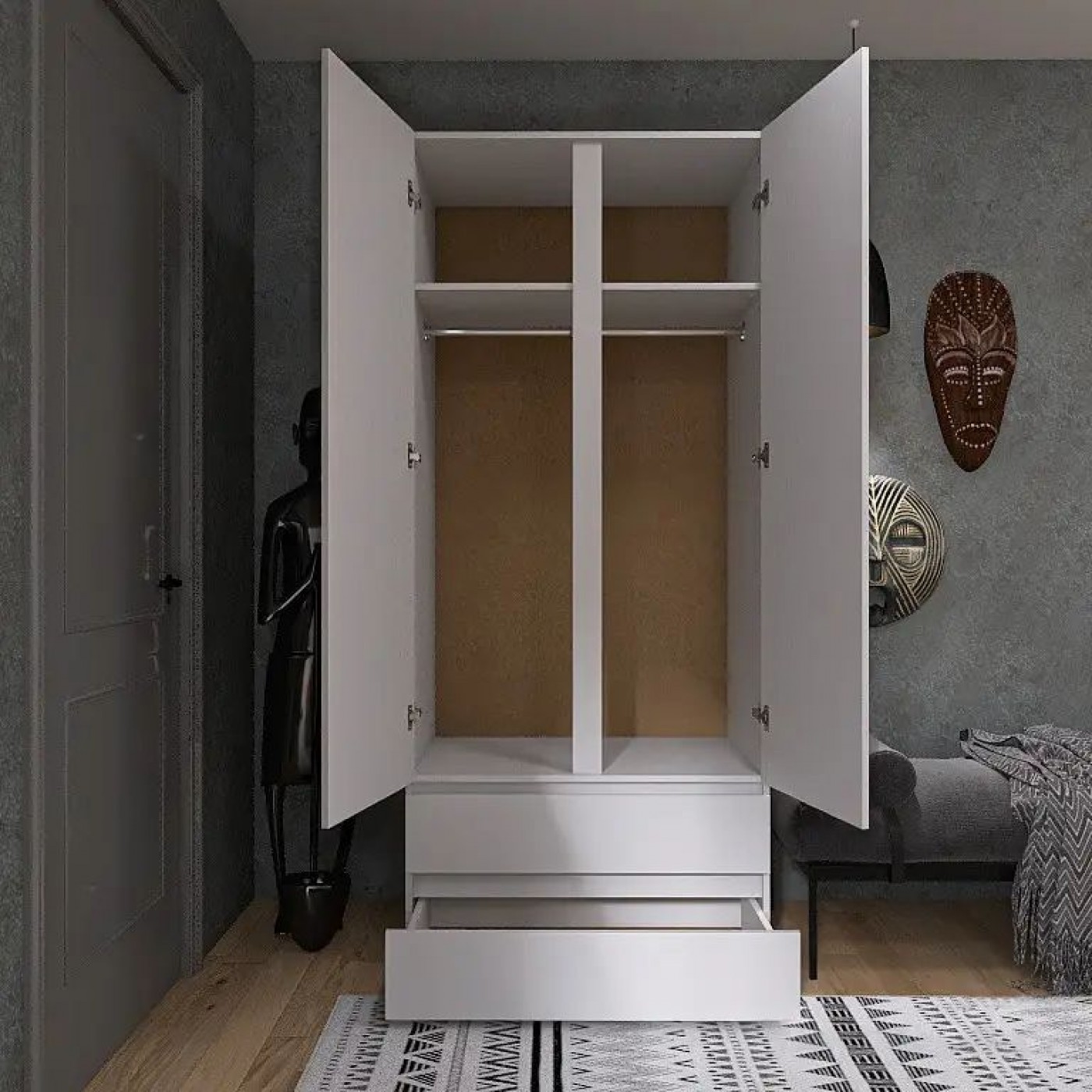 Шкаф распашной с ящиками Лайт ШЛ-2