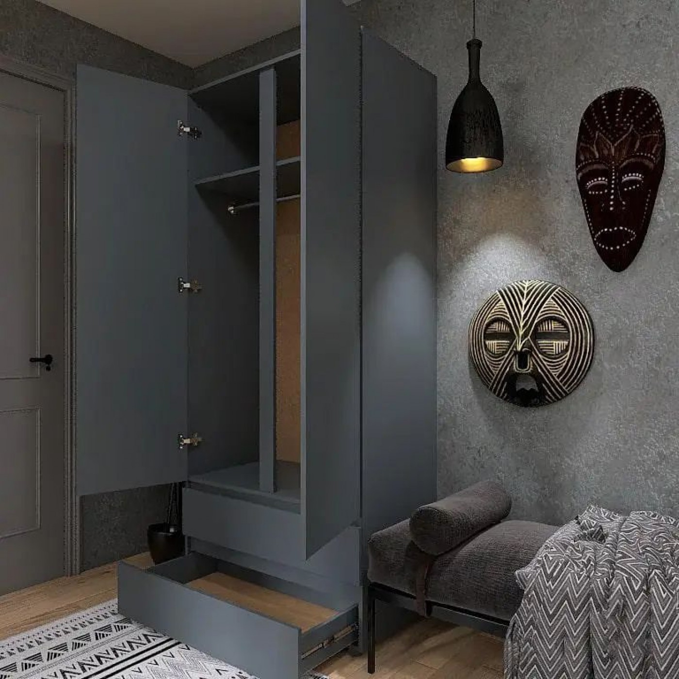 Шкаф распашной с ящиками Лайт ШЛ-2