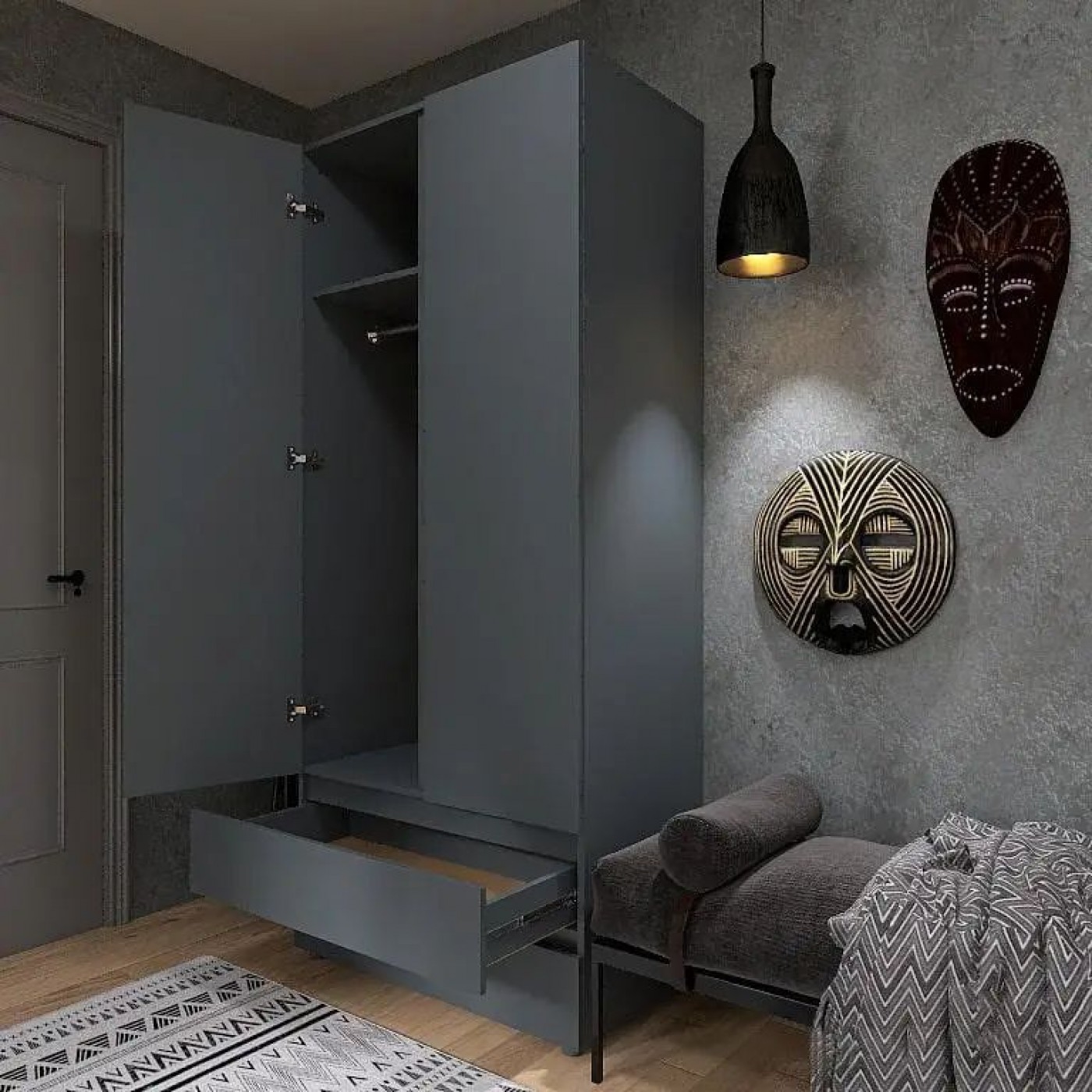 Шкаф распашной с ящиками Лайт ШЛ-2