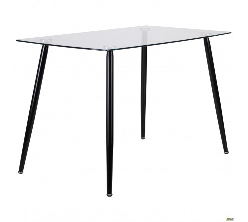 Стол обеденный Умберто черный/стекло прозрачное