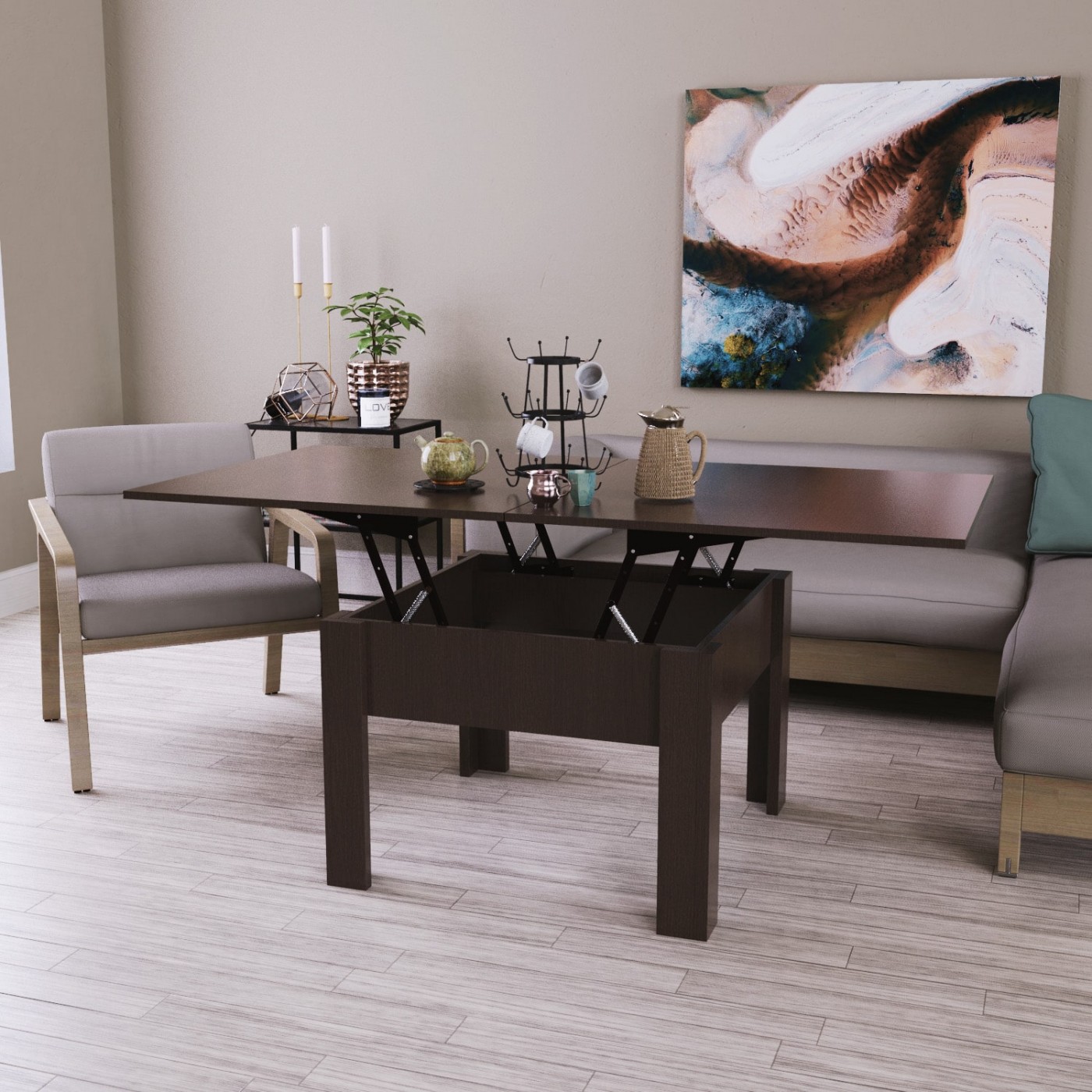 Стіл трансформер для вітальні Comfo 70(140)x57(77)x70 см