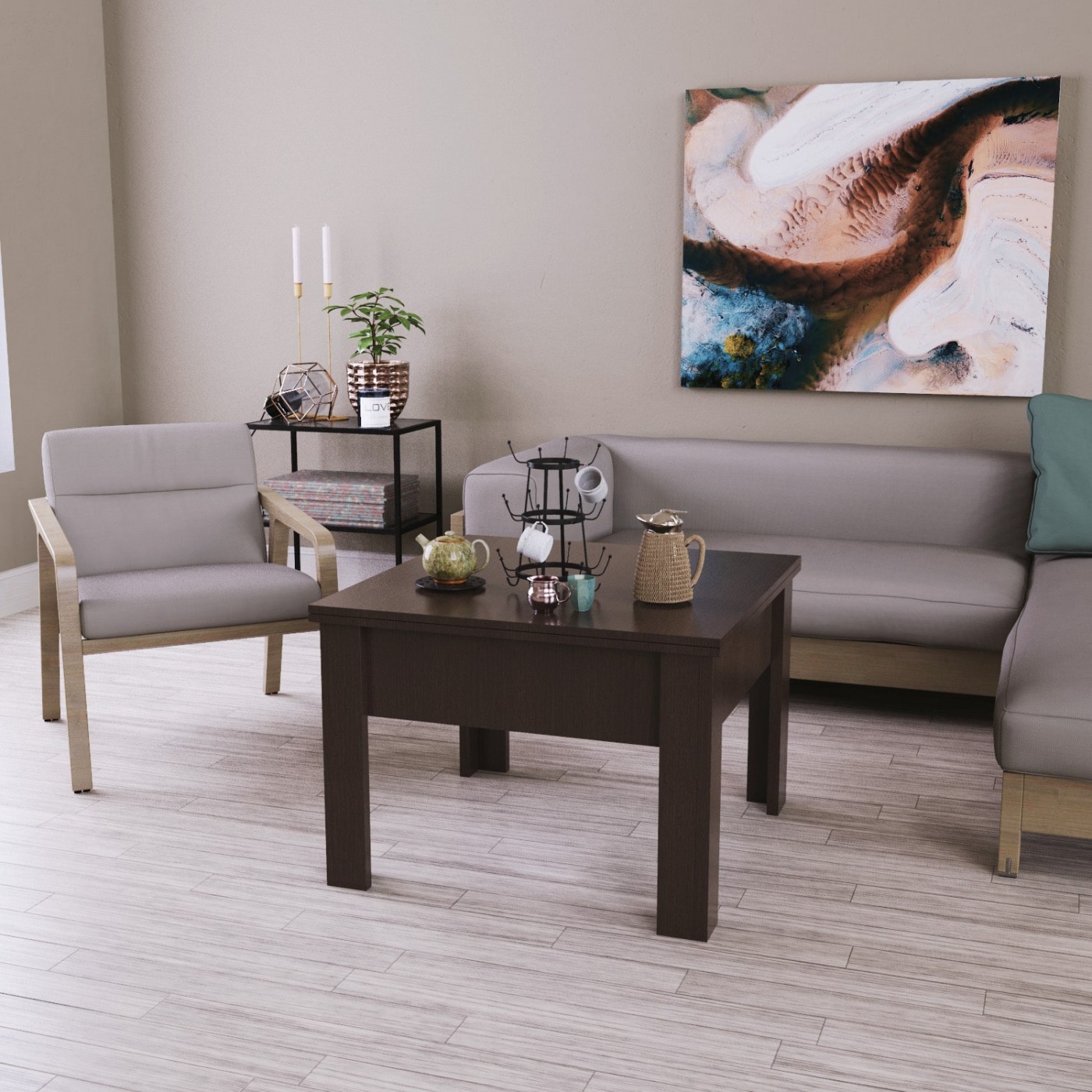 Стіл трансформер для вітальні Comfo 70(140)x57(77)x70 см