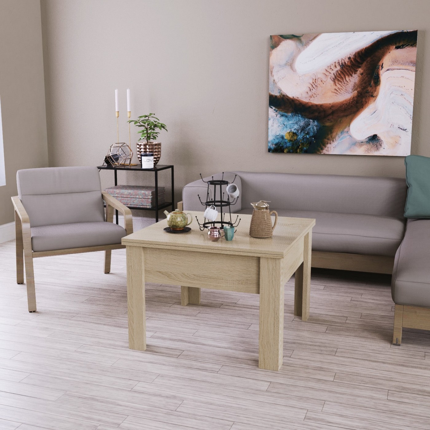 Стіл трансформер для вітальні Comfo 70(140)x57(77)x70 см