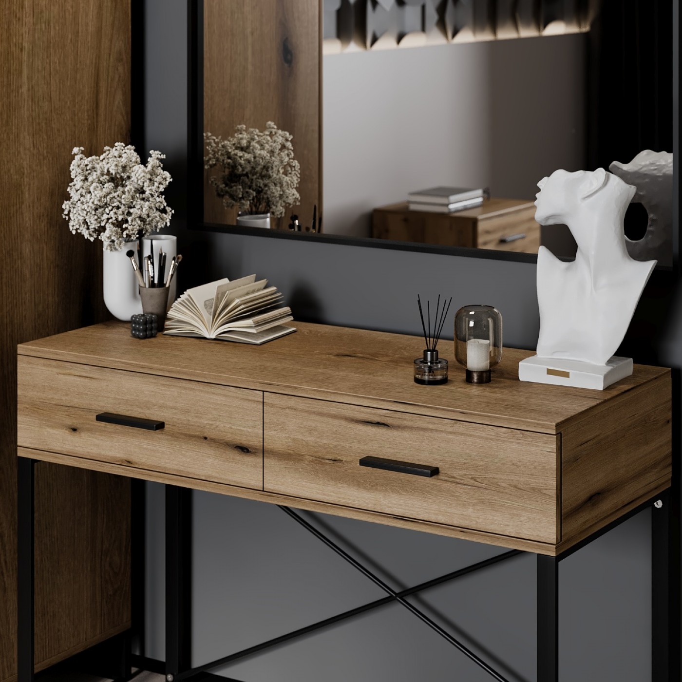 Туалетный столик в стиле лофт Asсet 102×77.5×42.5 см