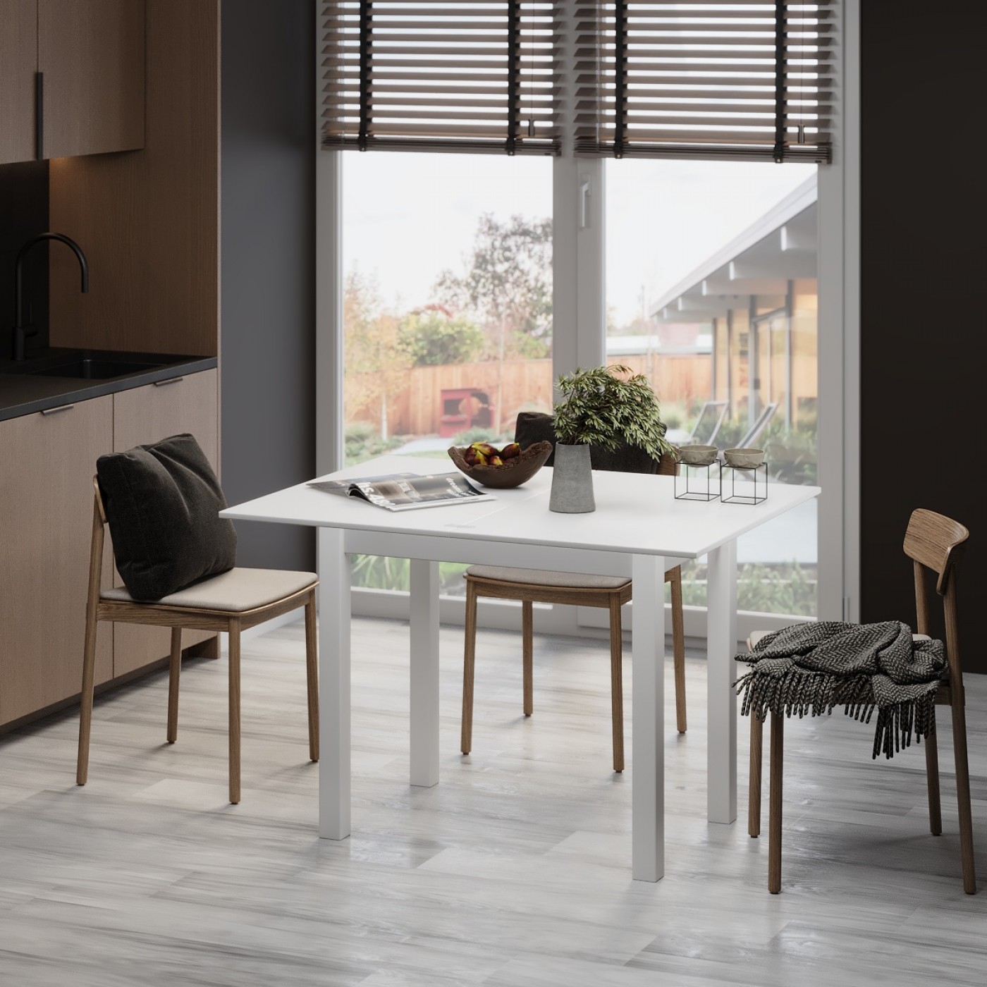 Розкладний обідній стіл Dinner Glass 90(120)x75x60(90) см