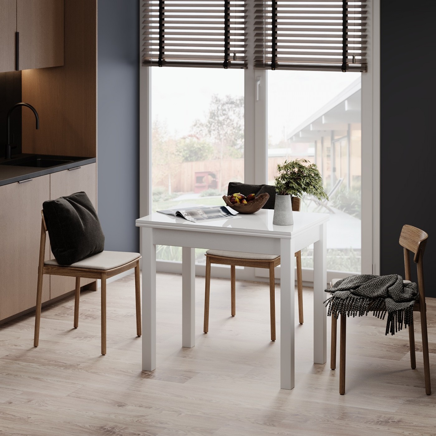 Розкладний обідній стіл Dinner Glass 90(120)x75x60(90) см