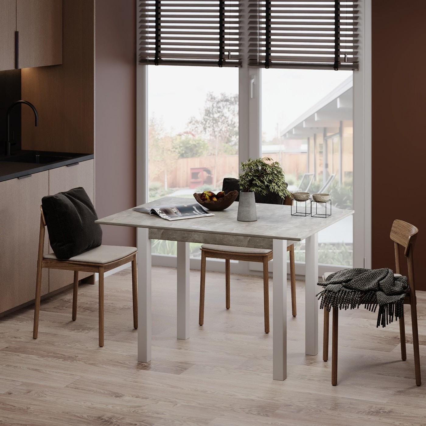 Розкладний обідній стіл Dinner Glass 90(120)x75x60(90) см