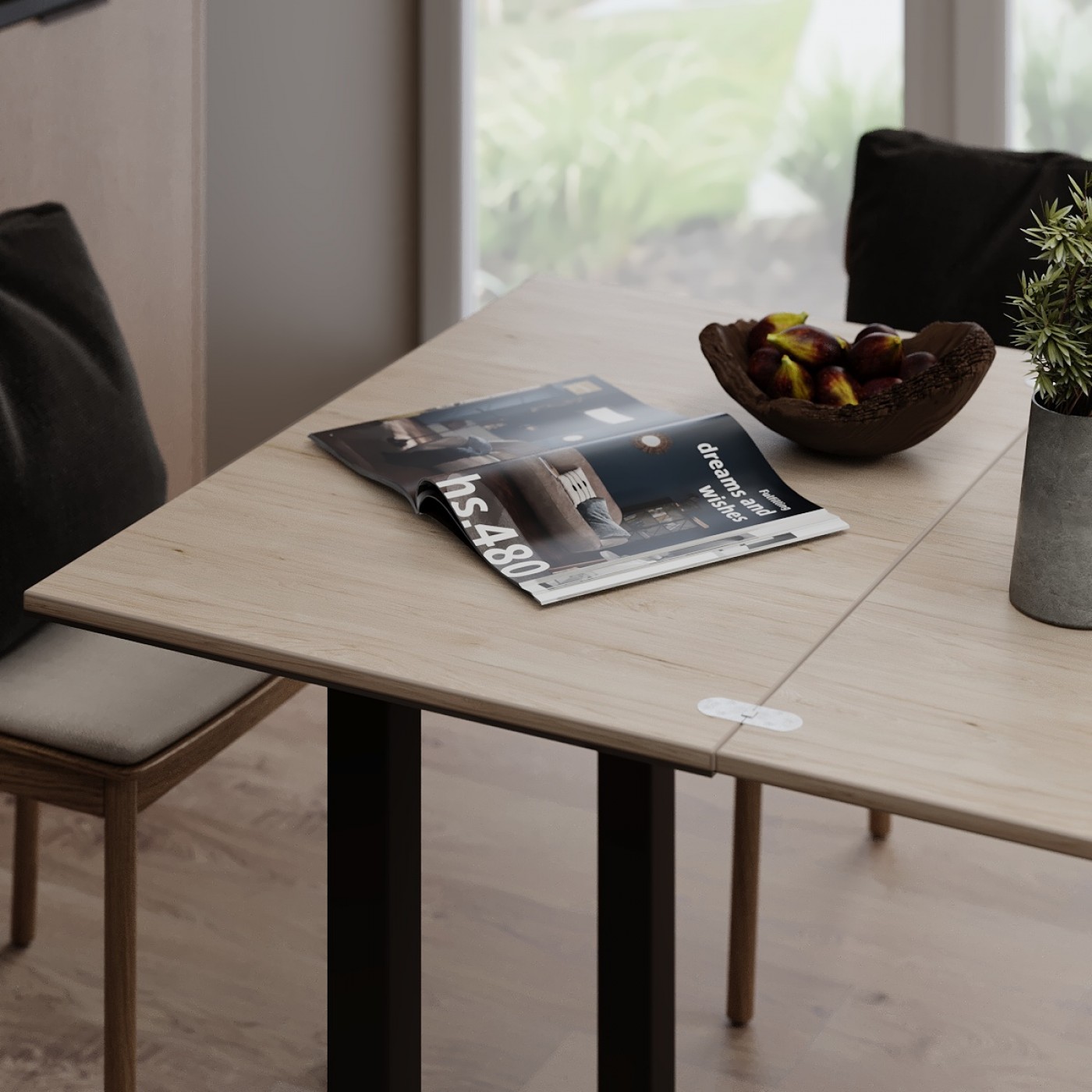 Розкладний обідній стіл Dinner Glass 90(120)x75x60(90) см