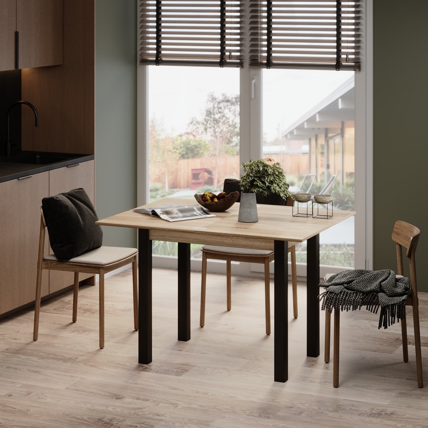 Розкладний обідній стіл Dinner Glass 90(120)x75x60(90) см