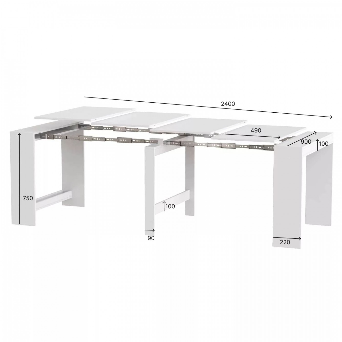 Стол трансформер обеденный Python (разобранный) 43(240)x75x90 см