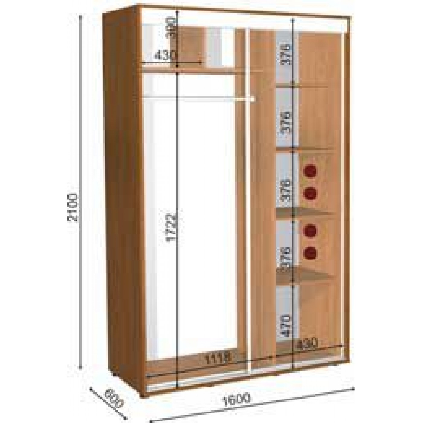 Шафа-купе  ШК-4/2100  130Х60Х210