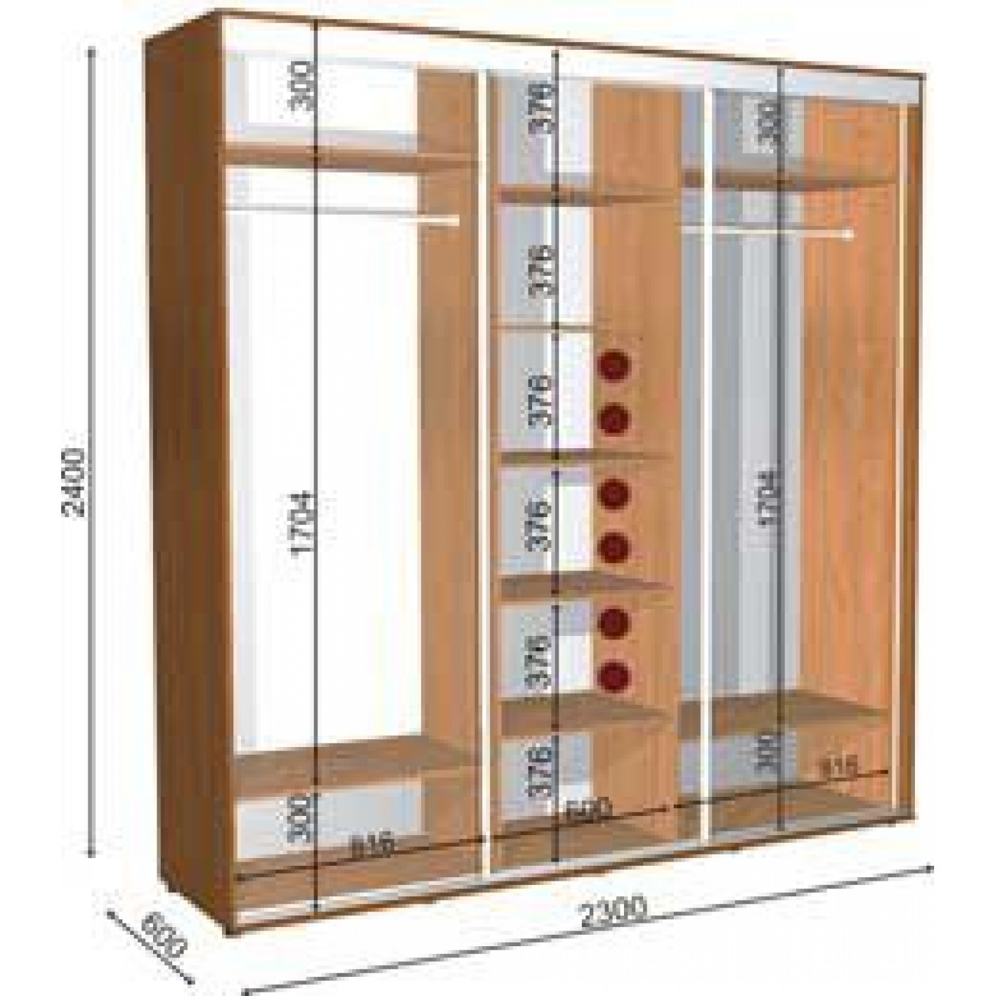Шафа-купе  ШК-13/2400  220Х60Х240
