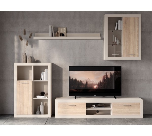 Вітальня САНСЕТ / SUNSET кашемір/дуб сонома з підсвічуванням