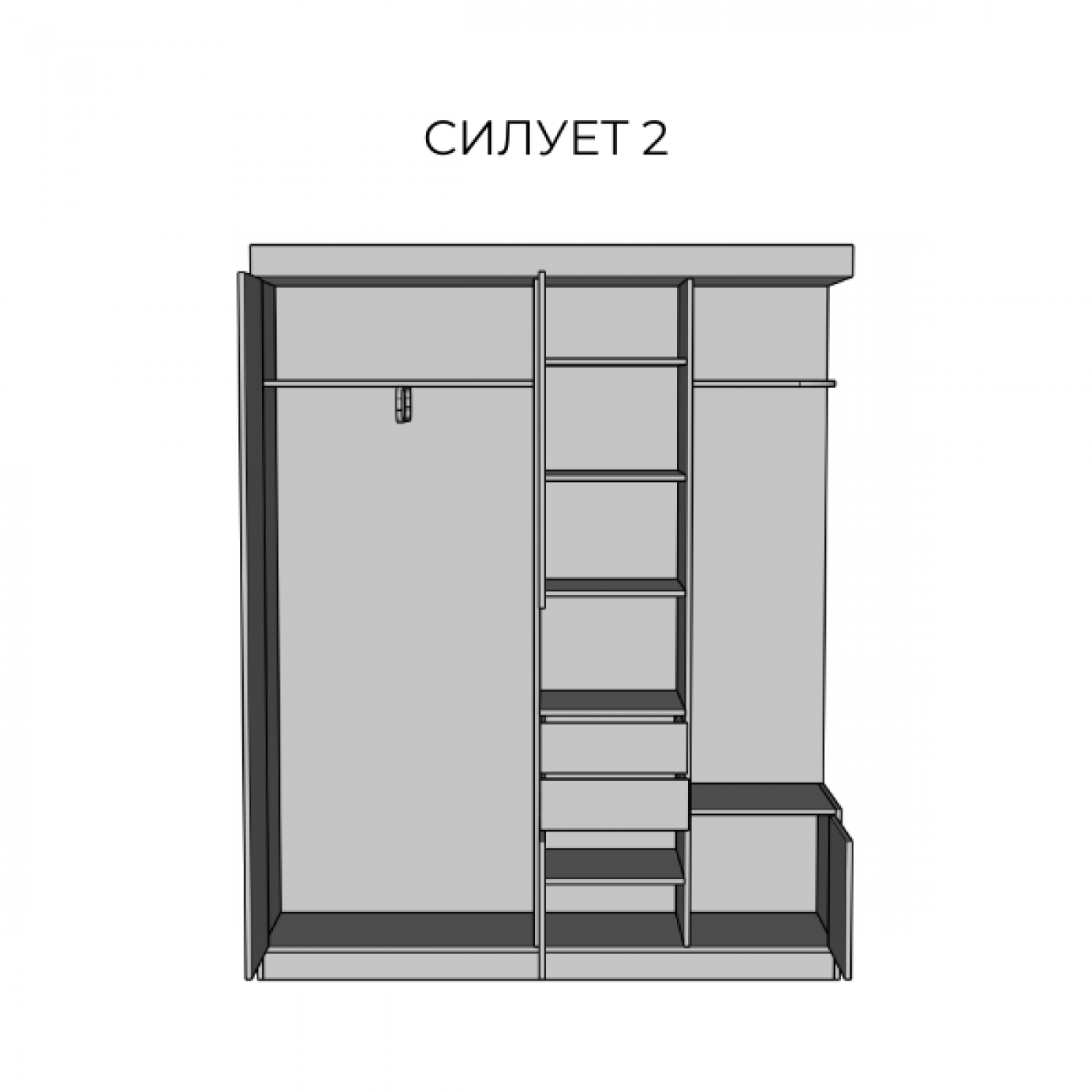 Прихожая Силуэт 2 (артвуд светлый/серая мышка)
