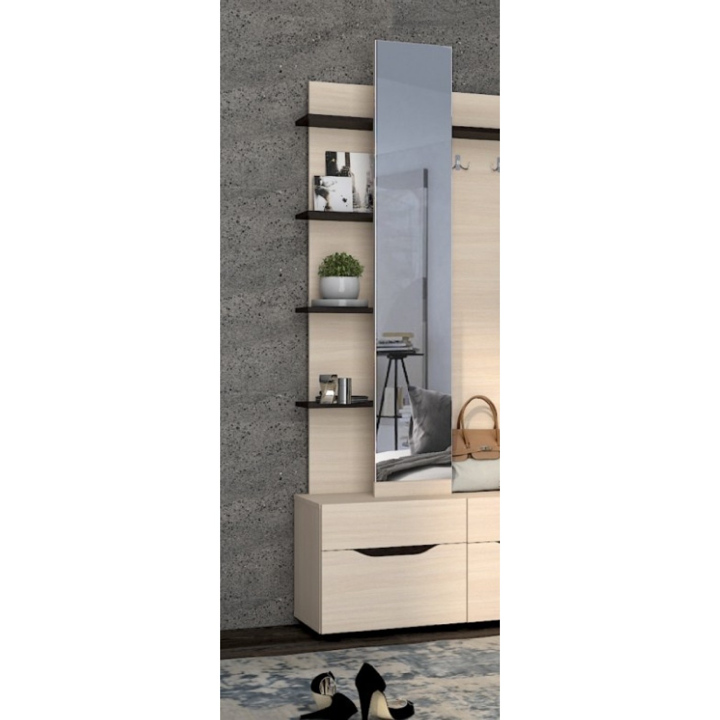 Аякс стелаж із дзеркалом 500х376х2000 h