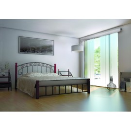 Ліжко металеве Афіна на дерев'яних ногах