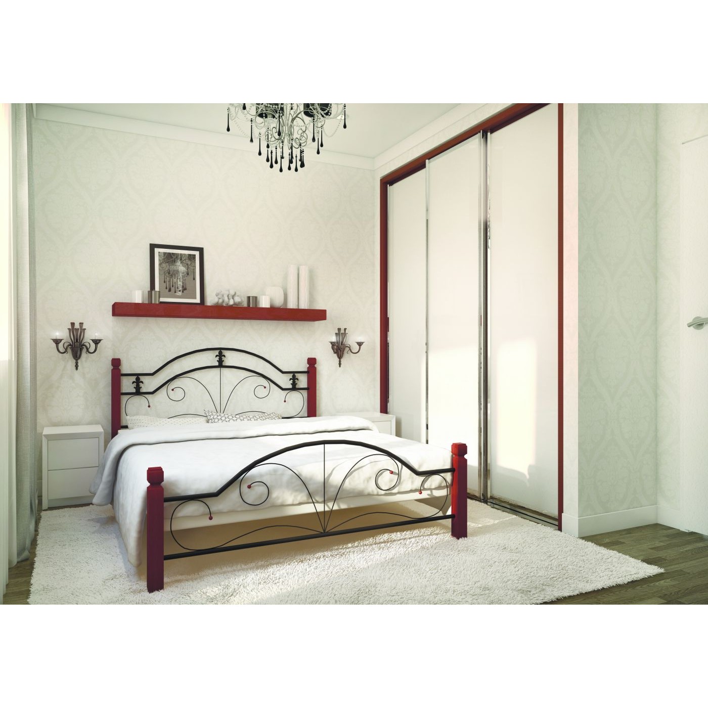 Ліжко металеве Діана на дерев'яних ногах