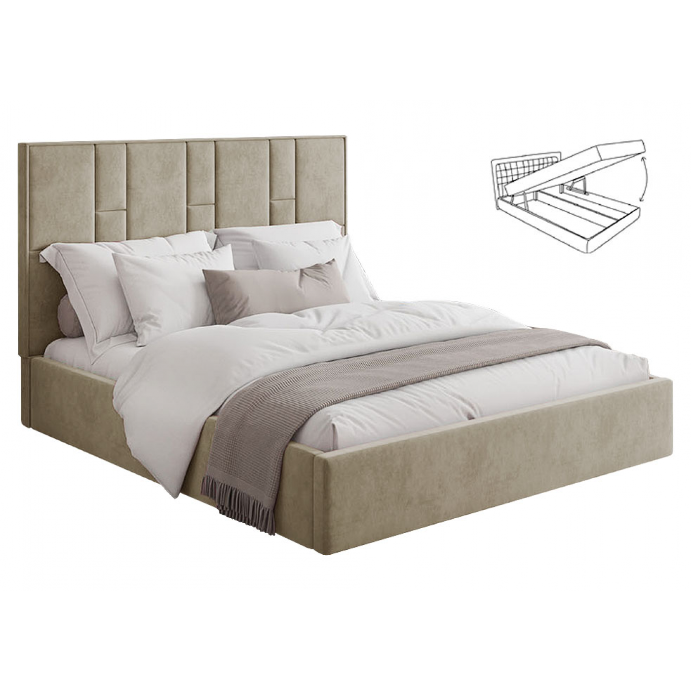 Мягкая 2-сп кровать Саманта 1 без під. мех