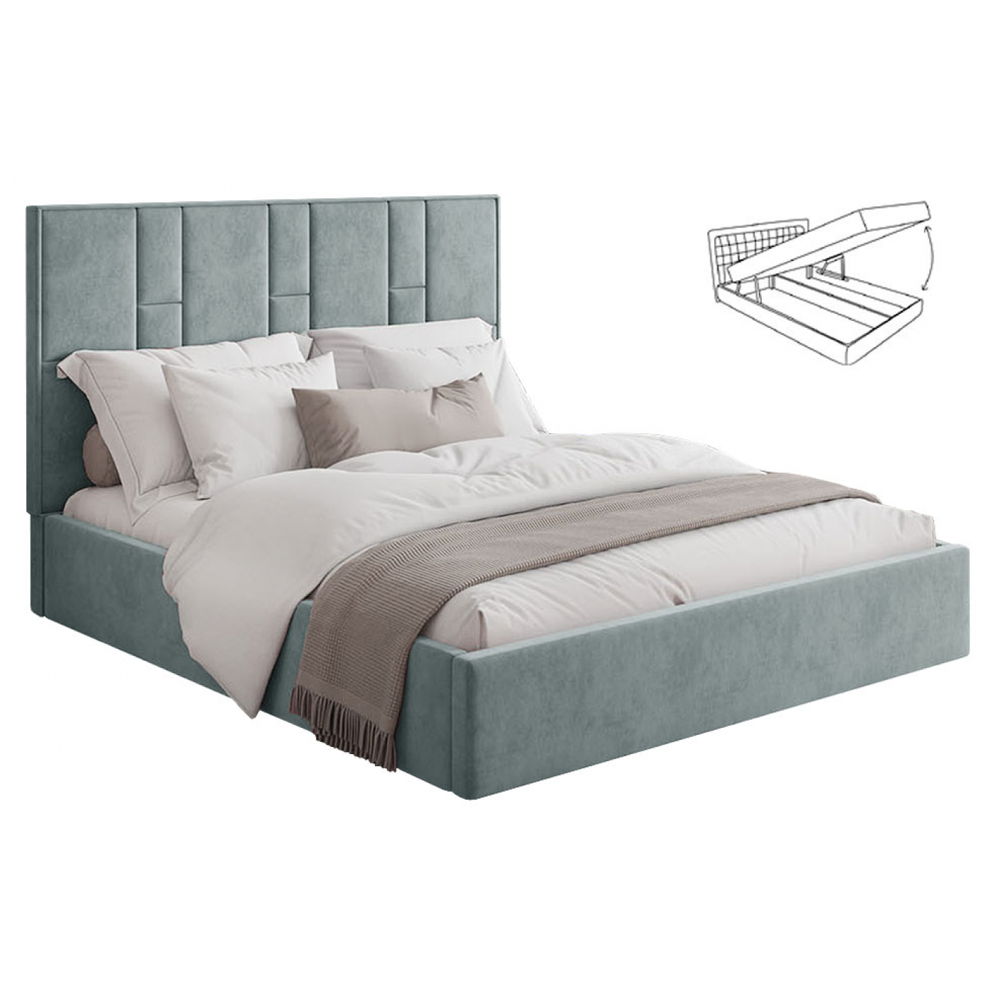 Мягкая 2-сп кровать Саманта 1 без під. мех