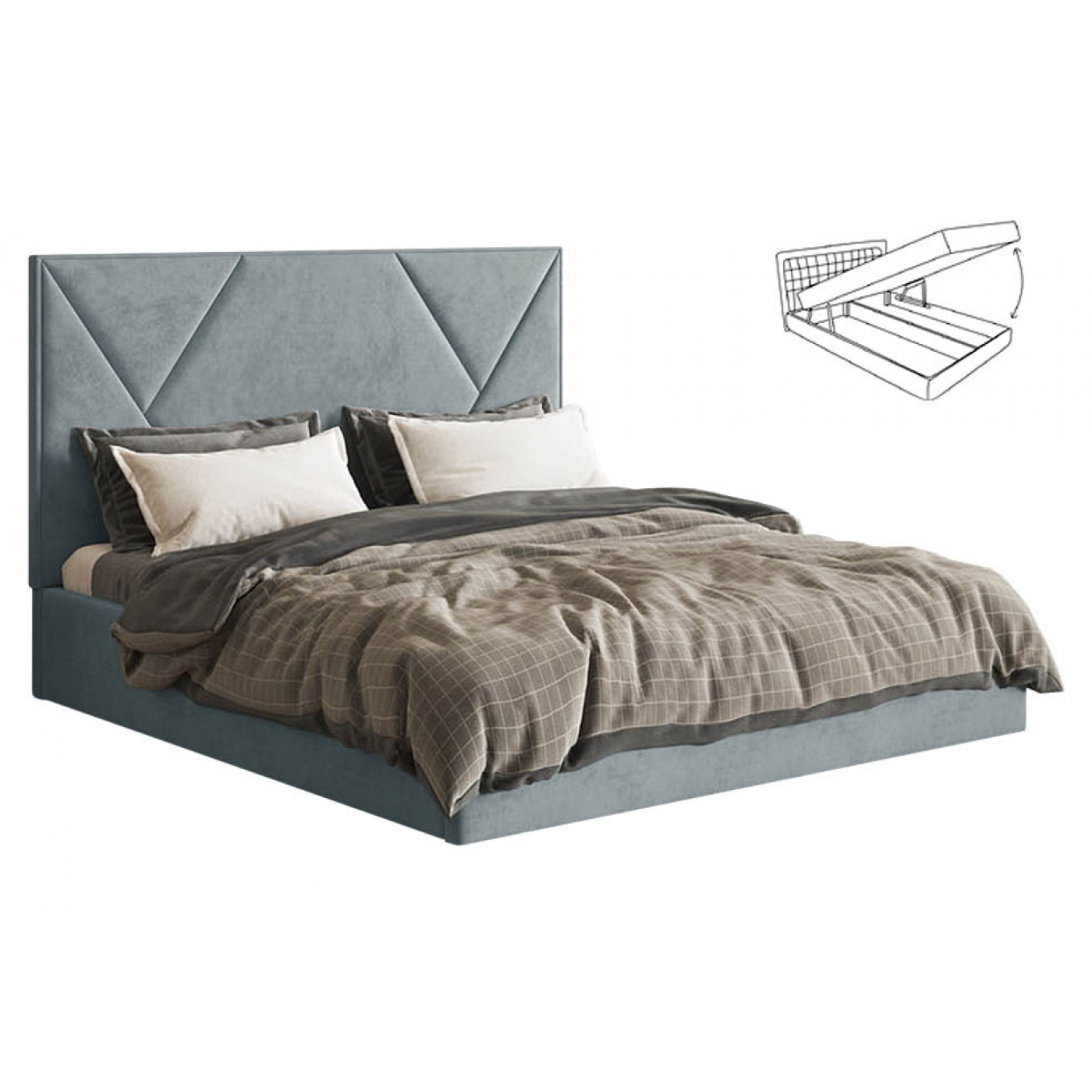 Мягкая 2-сп кровать Саманта 2 без під. Мех