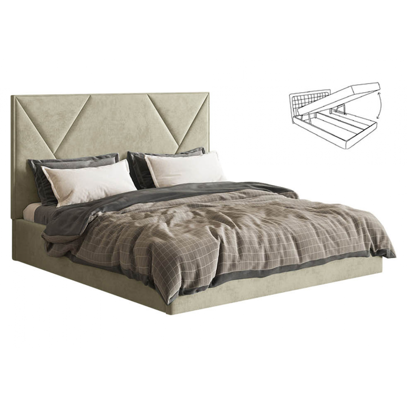 Мягкая 2-сп кровать Саманта 2 без під. Мех