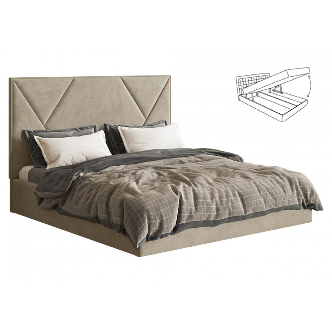 Мягкая 2-сп кровать Саманта 2 без під. Мех