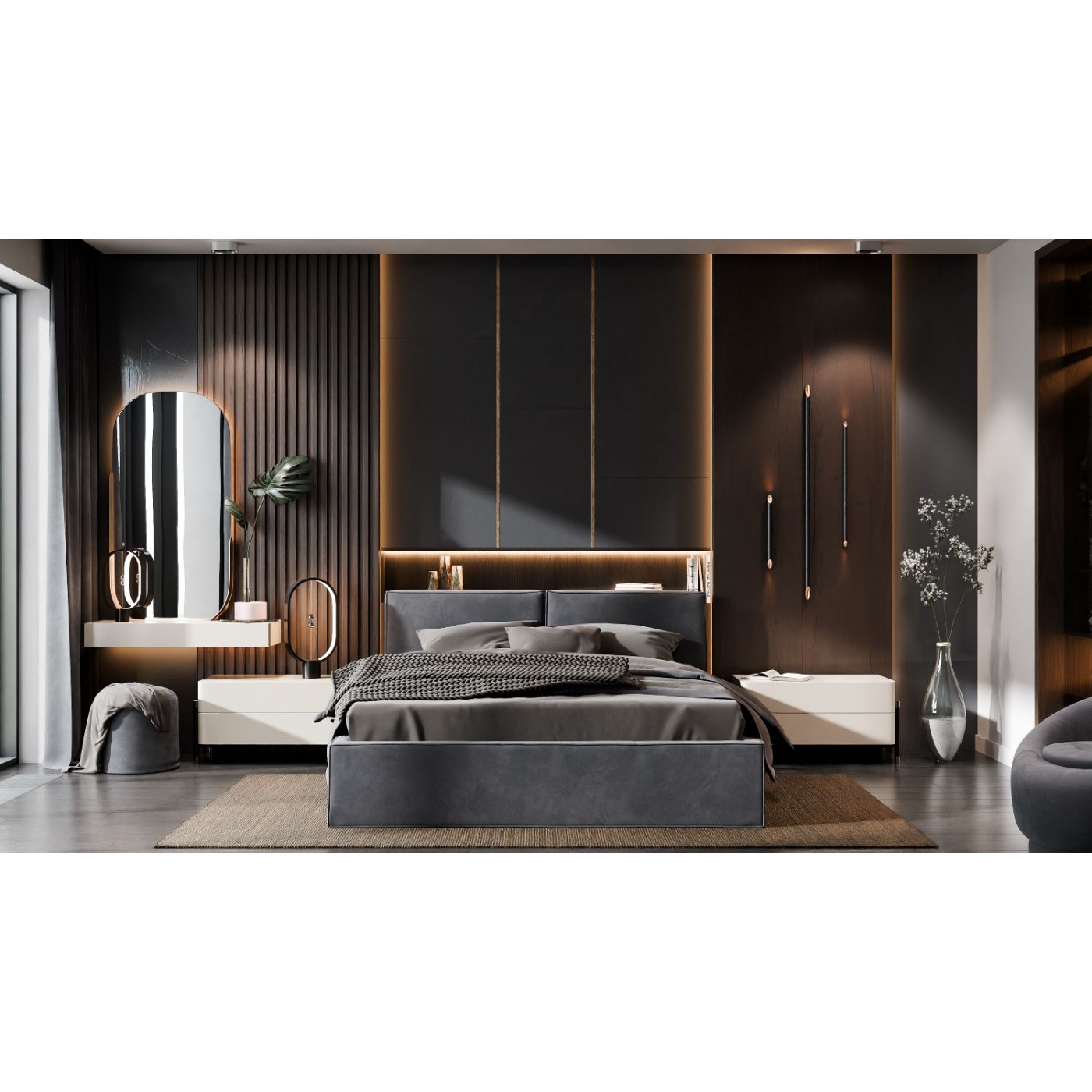 М'яке 2-сп ліжко Ванесса №4 без під. мех.