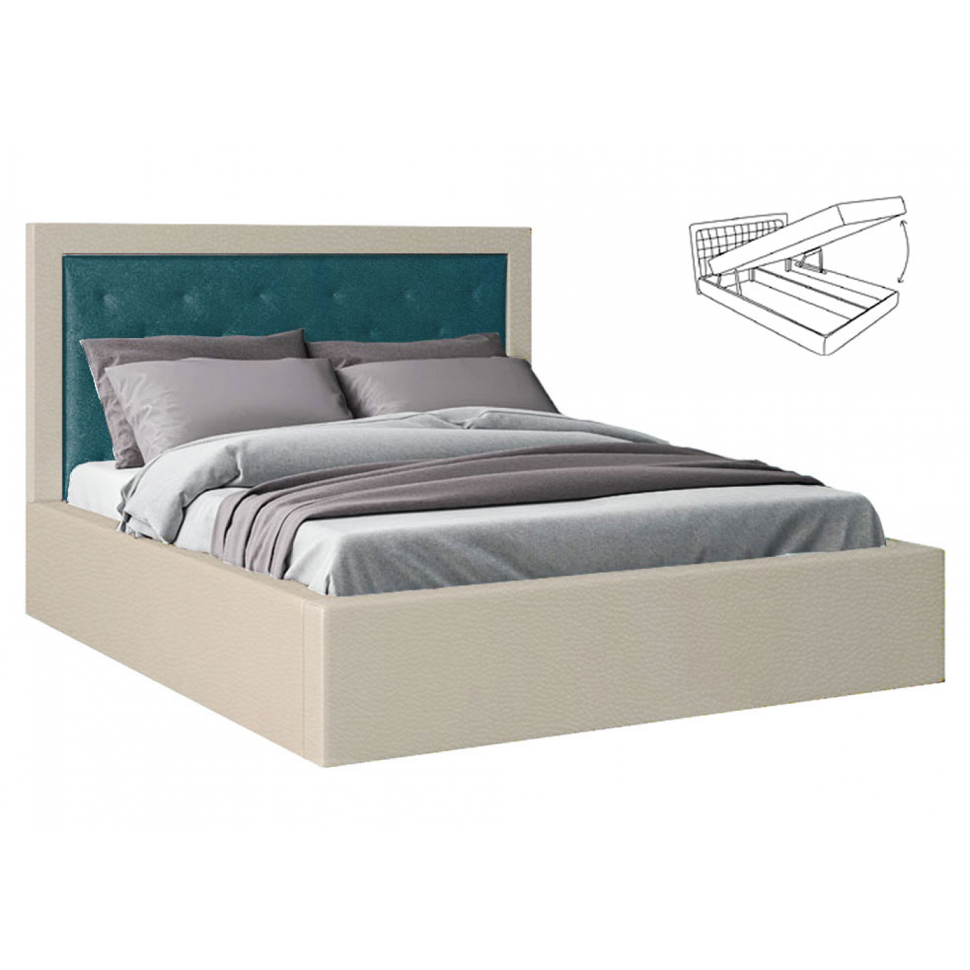 Мяке Ліжко Кароліна -4 (Ліжко 2-сп з під. мех. № 4)