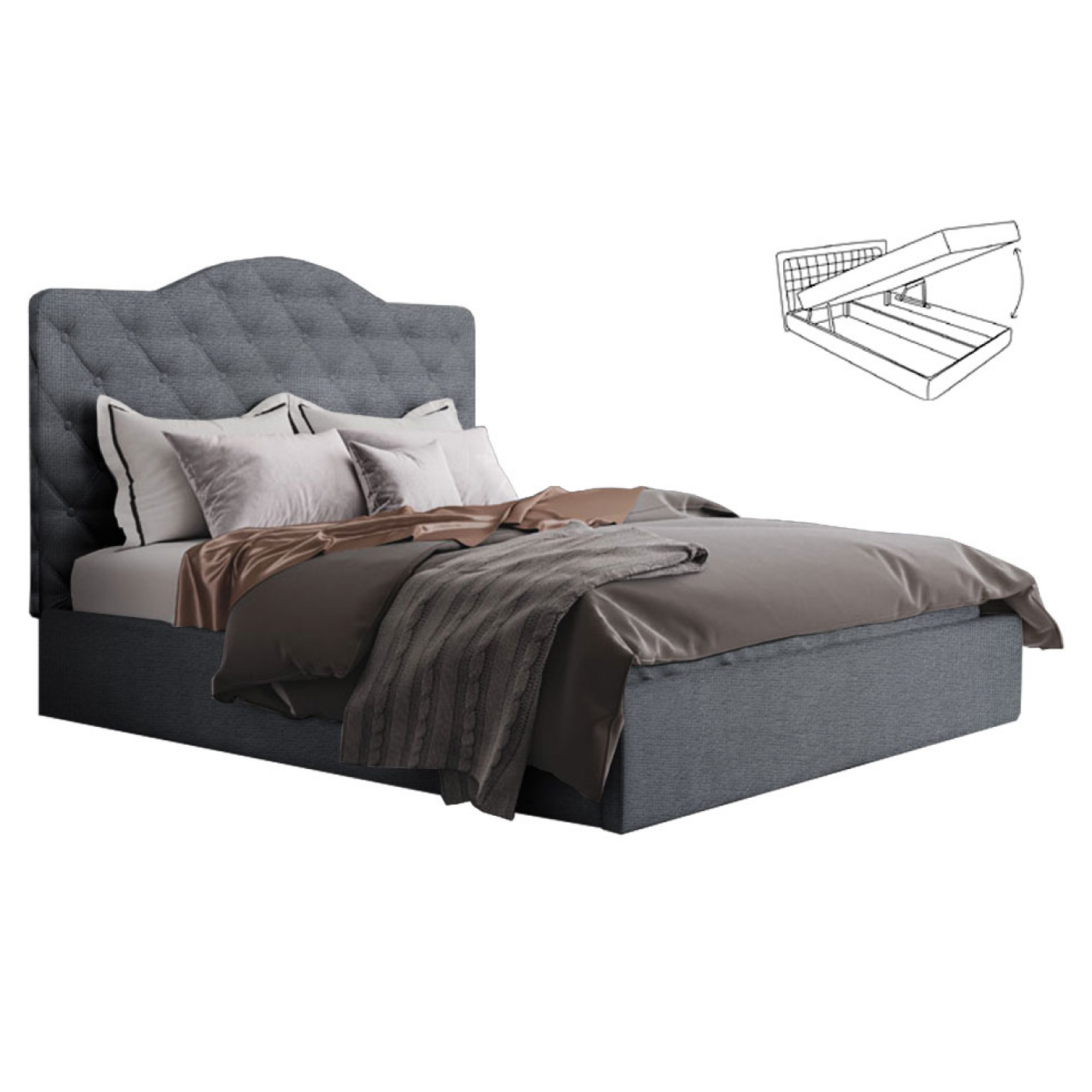 Мягкая кровать Королина -1 (Кровать 2-сп без под. мех. №1)