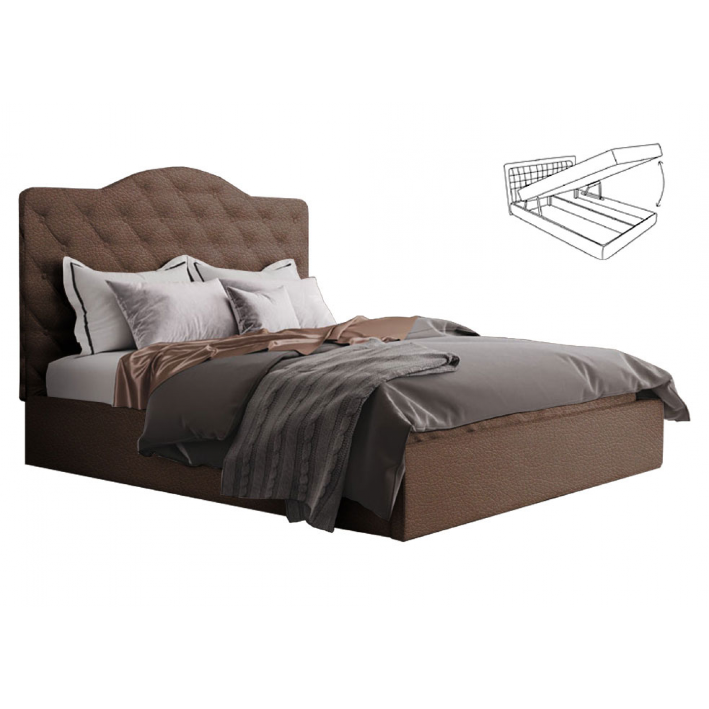 Мягкая кровать Королина -1 (Кровать 2-сп без под. мех. №1)