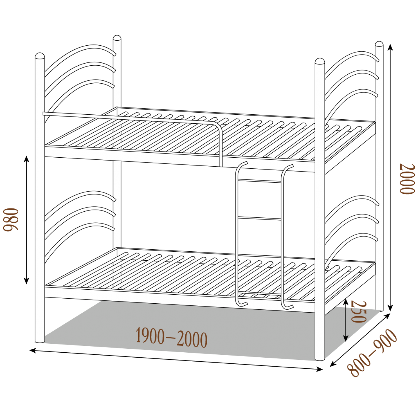 Ліжко металеве Маргарита 2 яруси розбірне