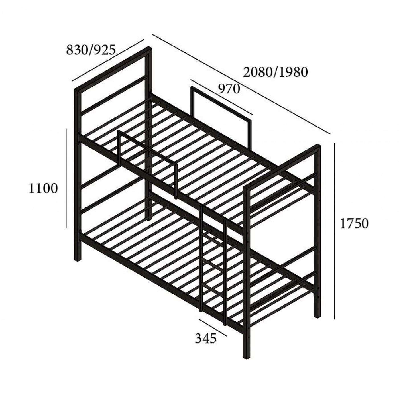 Ліжко металеве Сингл 2 яруси