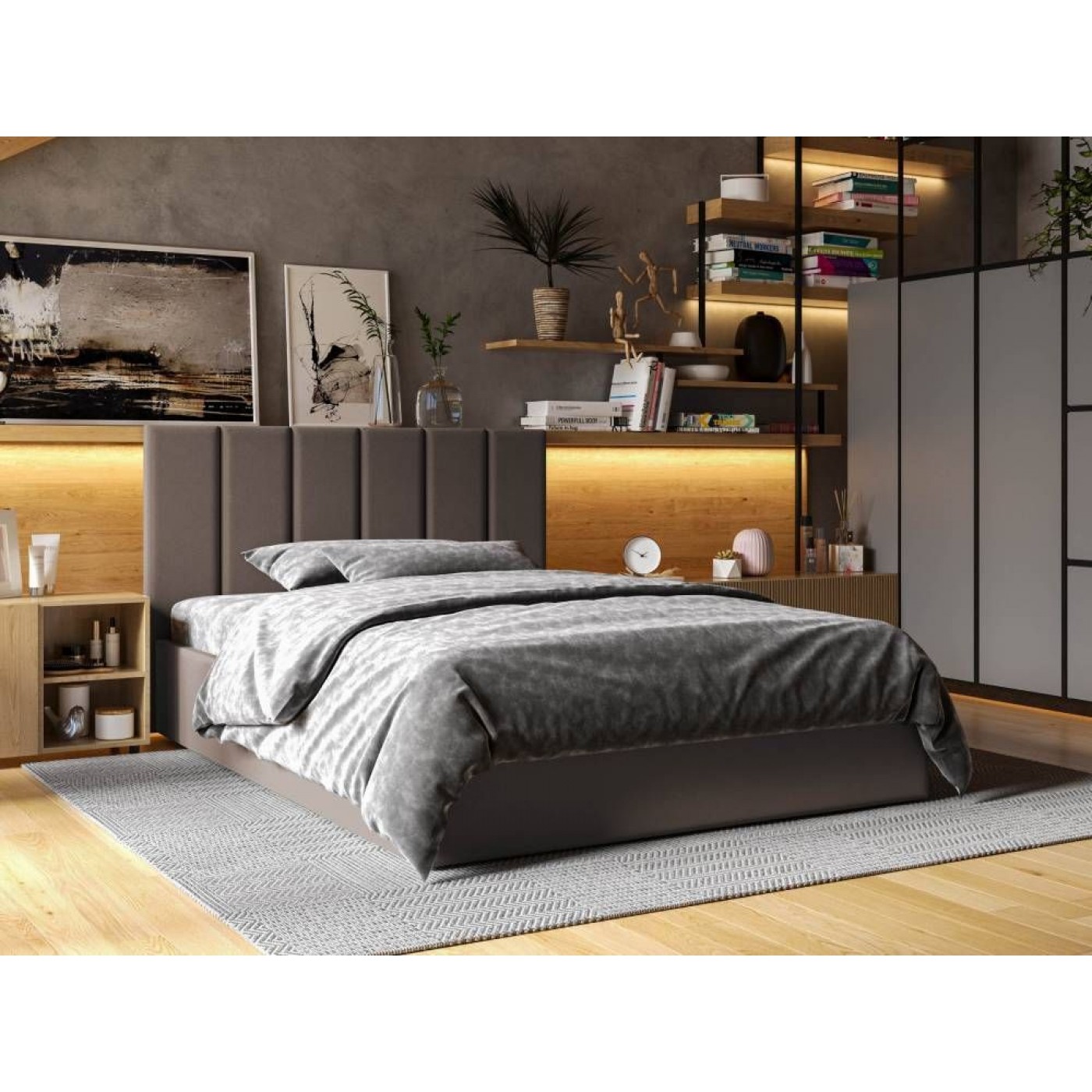 ЛІЖКО 2-х спальне LINE+МЕХАНІЗМ та Ламелі на металевому каркасі