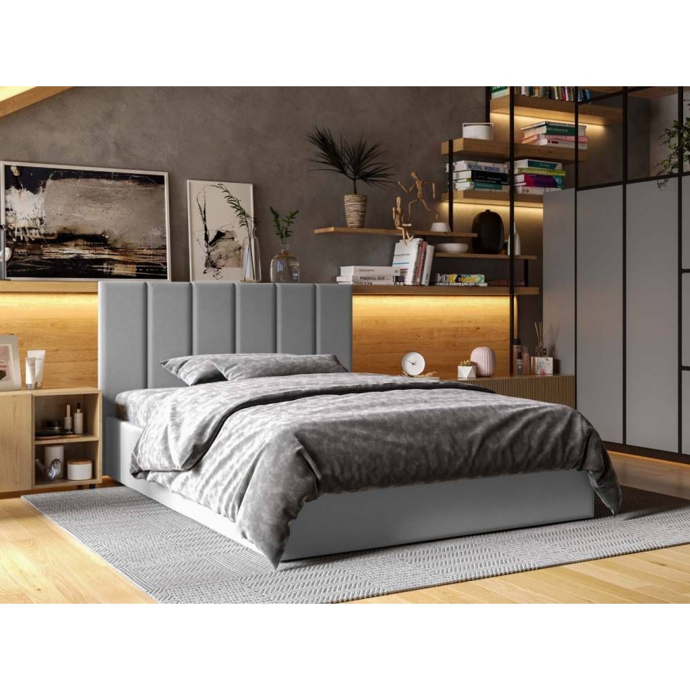 ЛІЖКО 2-х спальне LINE+МЕХАНІЗМ та Ламелі на металевому каркасі