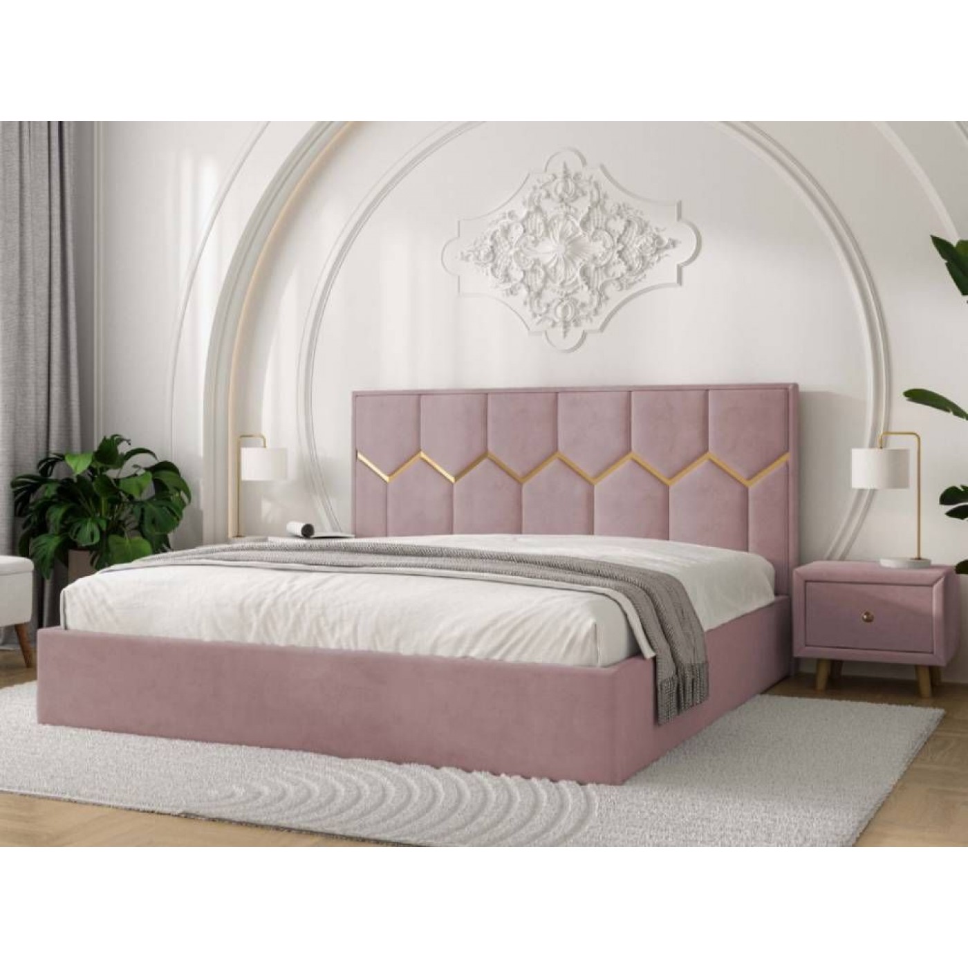 ЛІЖКО 2-х спальне MIRALI+МЕХАНІЗМ та Ламелі на металевому каркасі