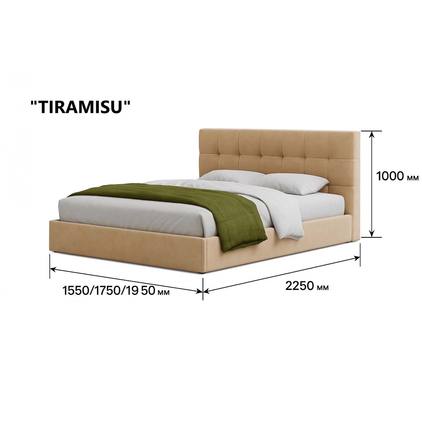 ЛІЖКО 2-х спальне TIRAMISU+МЕХАНІЗМ та Ламелі на металевому каркасі