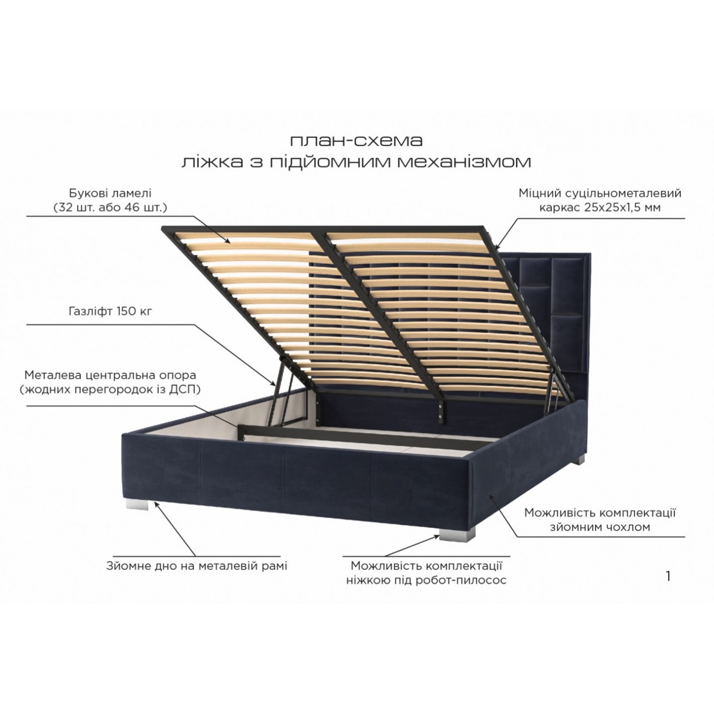 Кровать Дорос с подъемным механизмом, без матраса