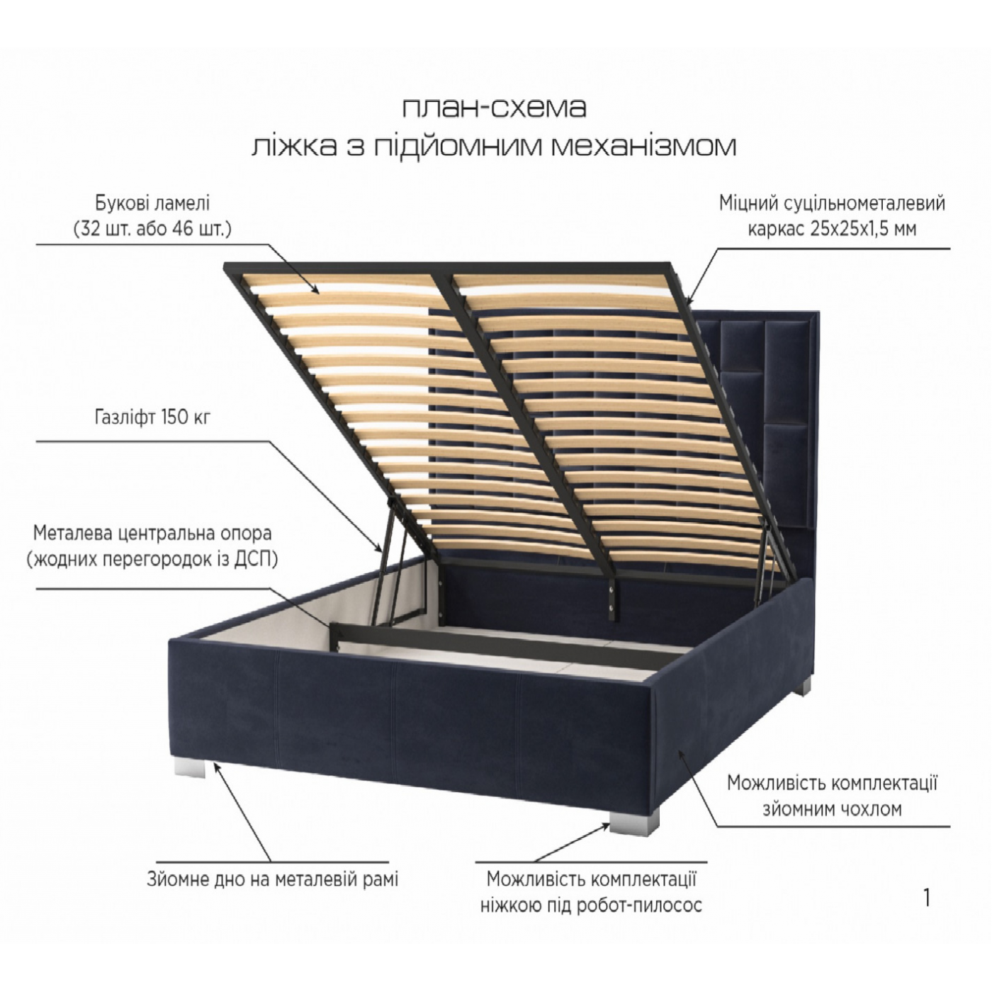 Кровать Тея с подъемным механизмом, без матраса