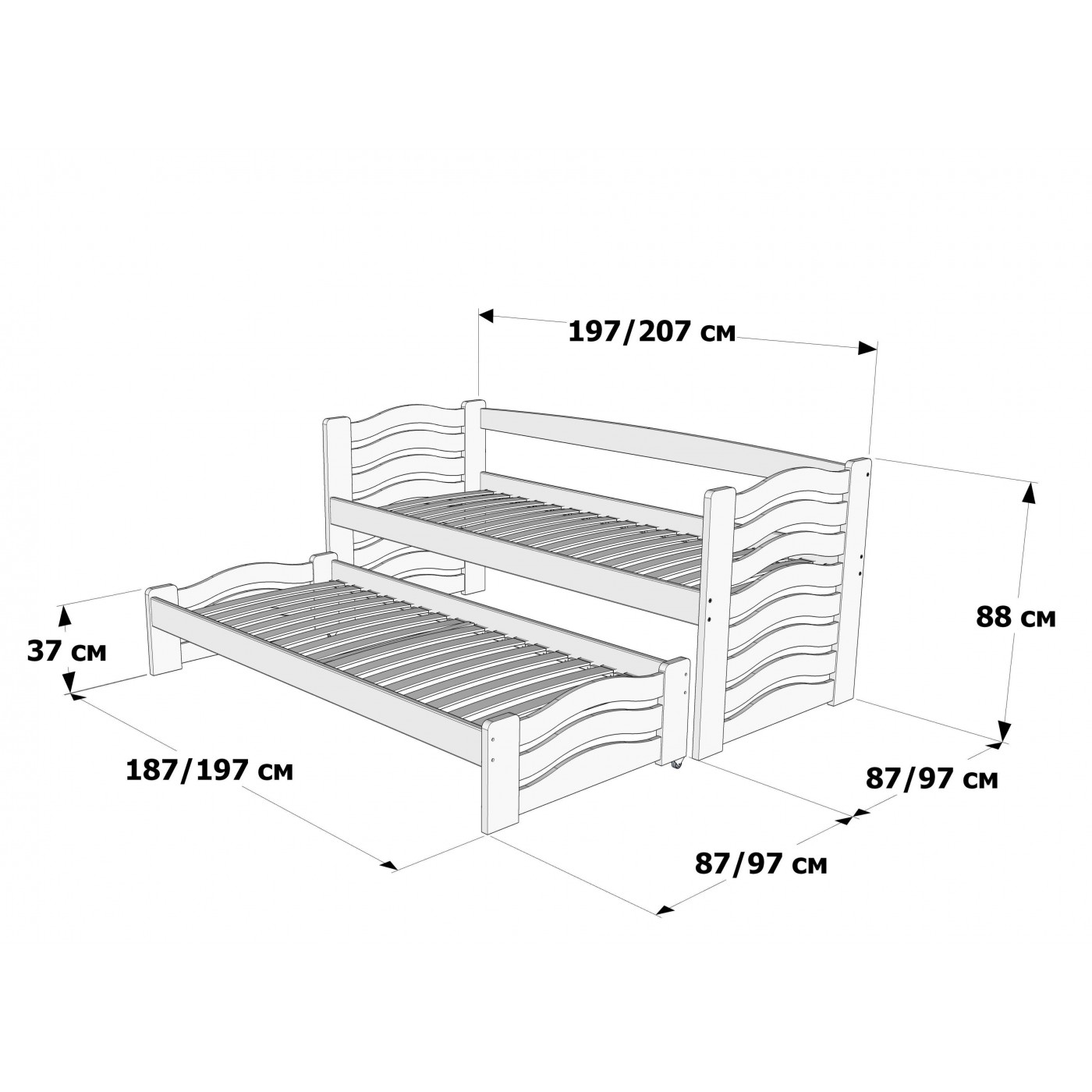 1-сп. Ліжко з висувним спальним місцем Мальва