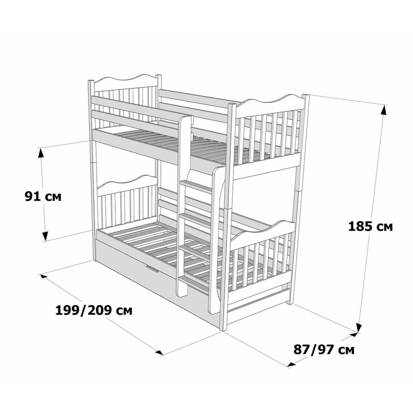 Двоярусне Ліжко Мауглі з підйомним механізмом
