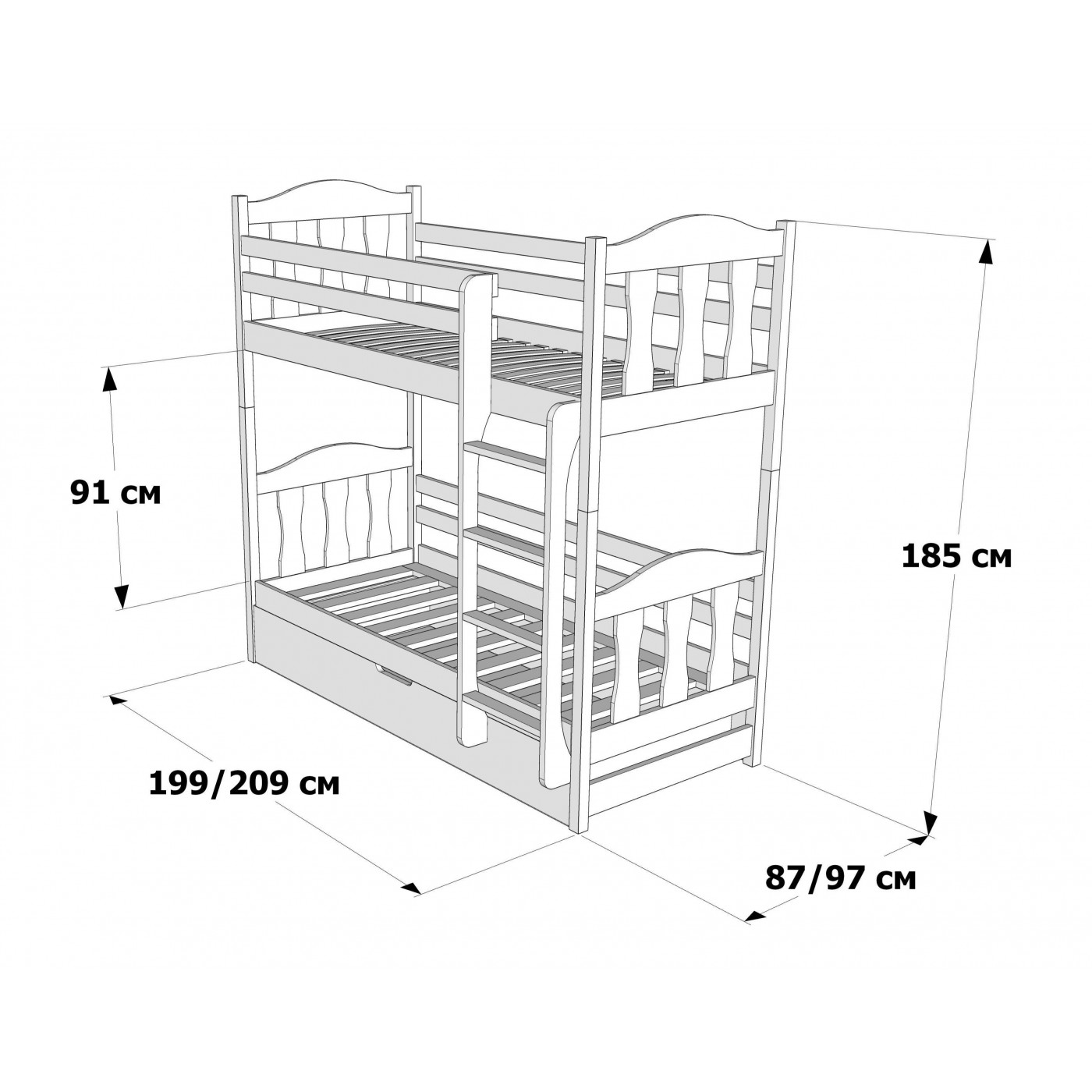 Двоярусне Ліжко Сонька з підйомним механізмом