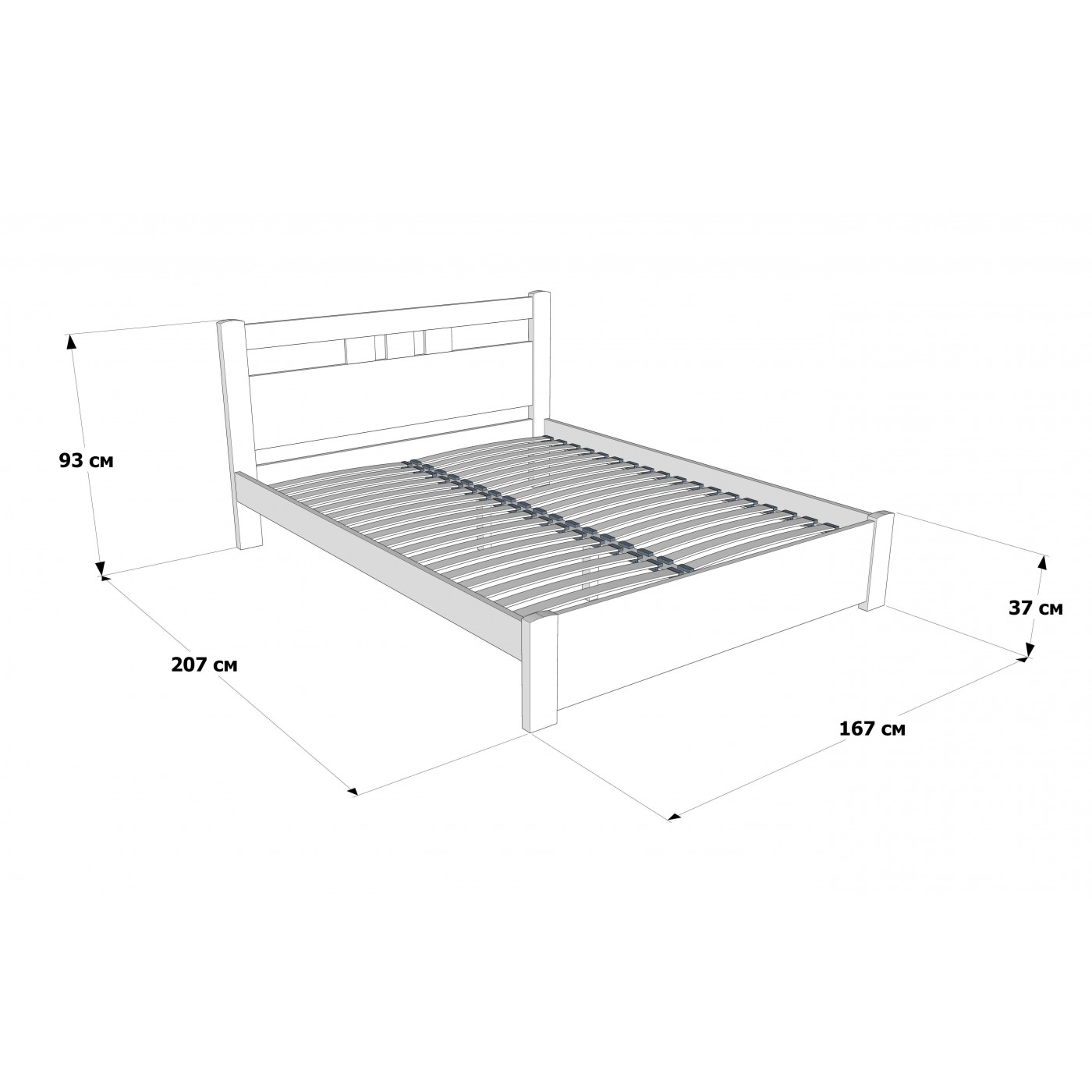 Двуспальная кровать Геракл с низким изножьем