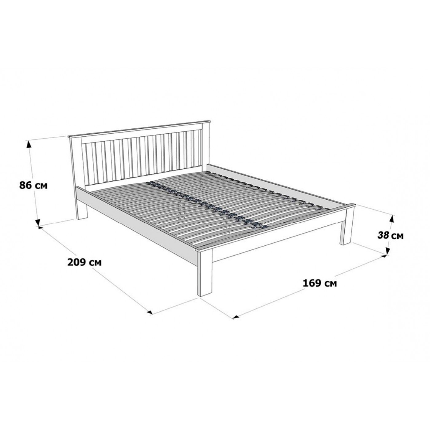 Двуспальная кровать Жасмин с низким изножьем