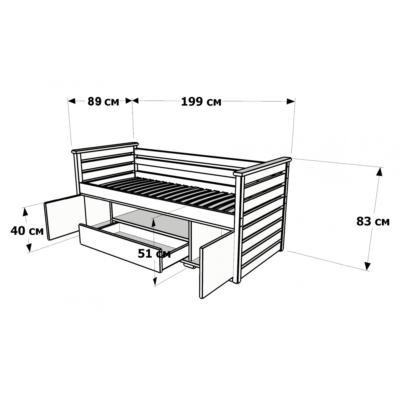 Ліжко 1-спальне Телесик МАХІ 