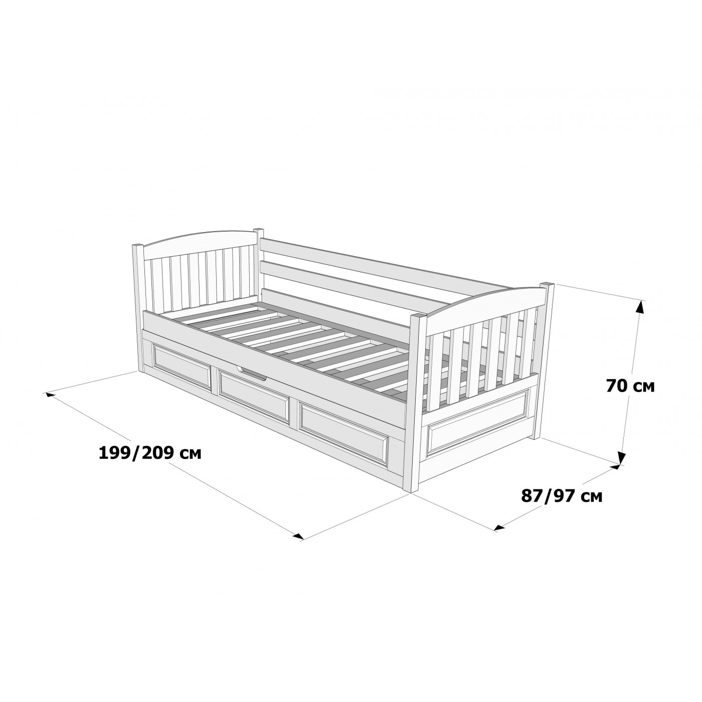 Кровать 1-спальная с подъемным механизмом Немо