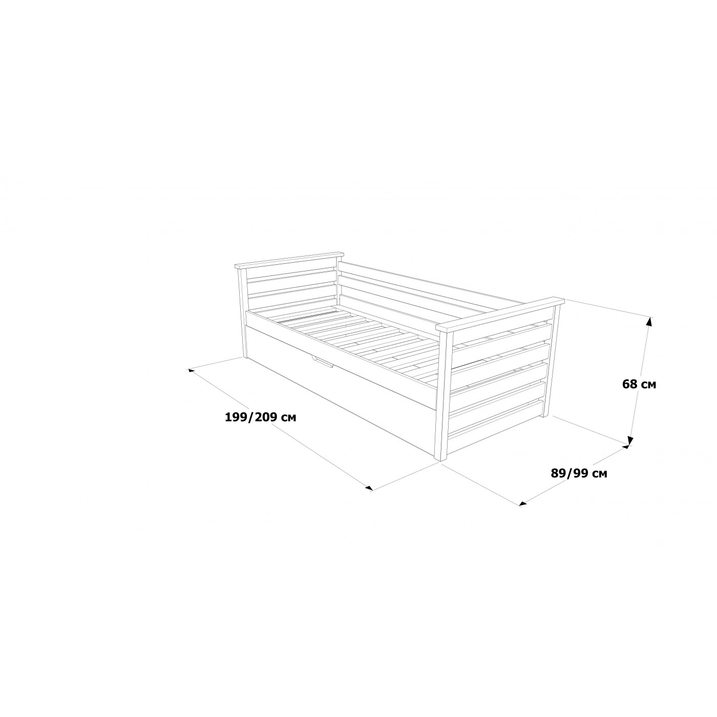 Кровать 1-спальная с подъемным механизмом Телесик